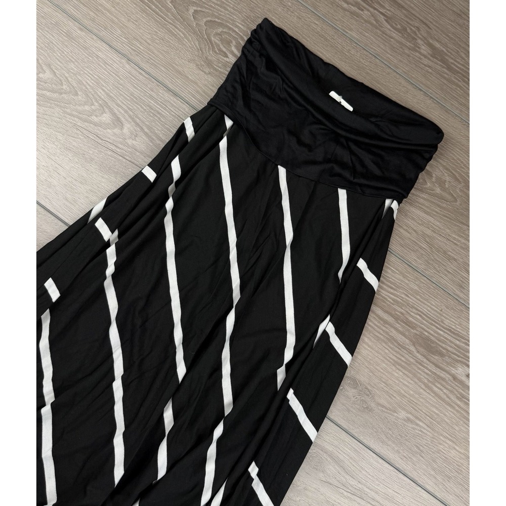 Renee C Women's Pull On Striped Maxi Skirt‎ Black White Large